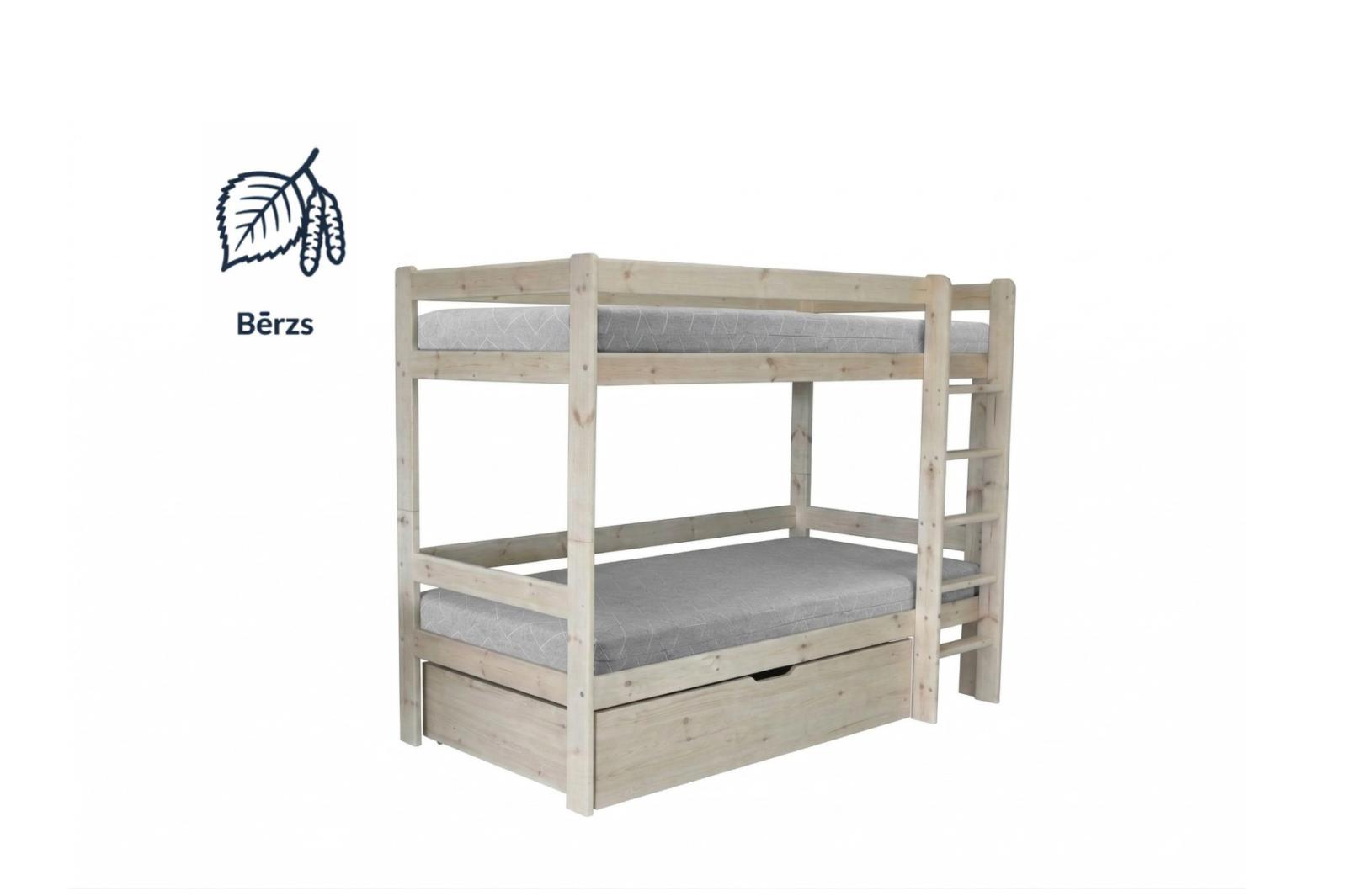 Divstāvu bērnu gulta ar veļas kasti ''Alabaster''