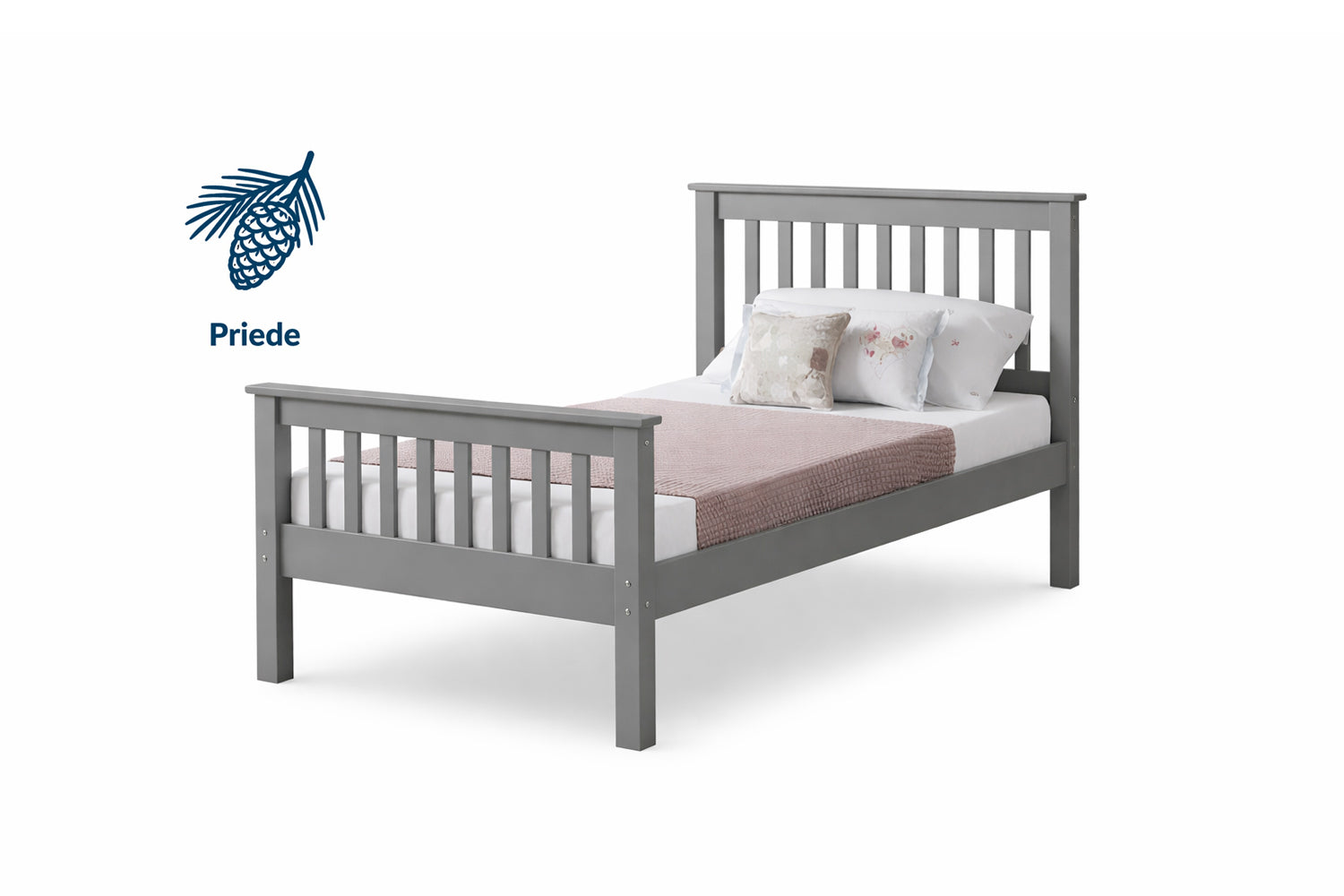 priedes masīvkoka bērnu gulta 70x160 pelēkā krāsā